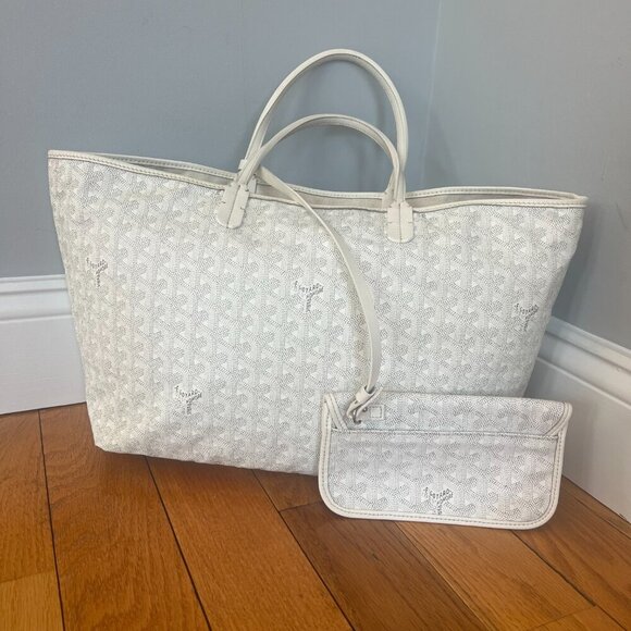 Goyard Saint Louis PM White Tote + Pouch MINT - Picture 2 of 14